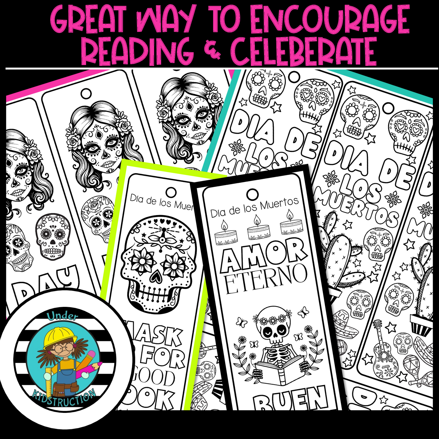 Day of the Dead Color Your Own Bookmarks