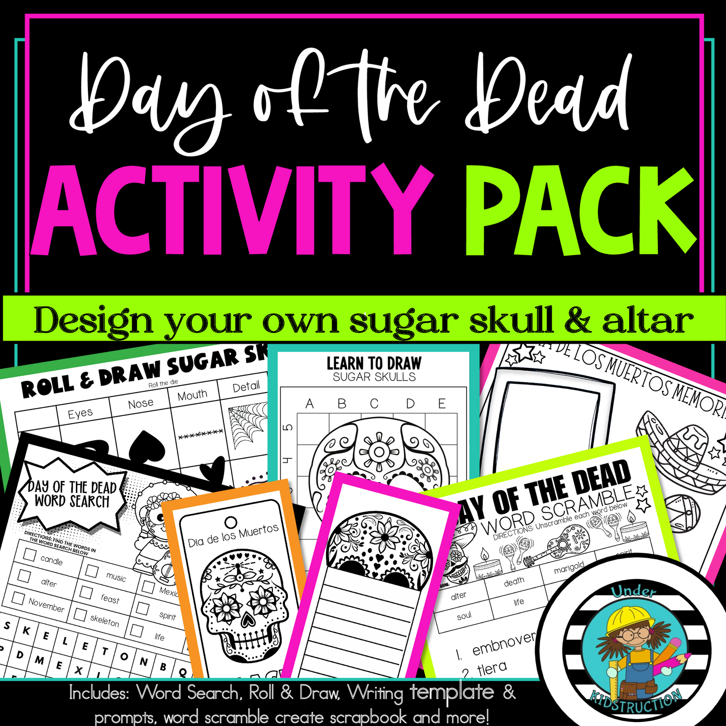 Day of the Dead Fun Activity Pack: I-SPY Activities & Writing prompts